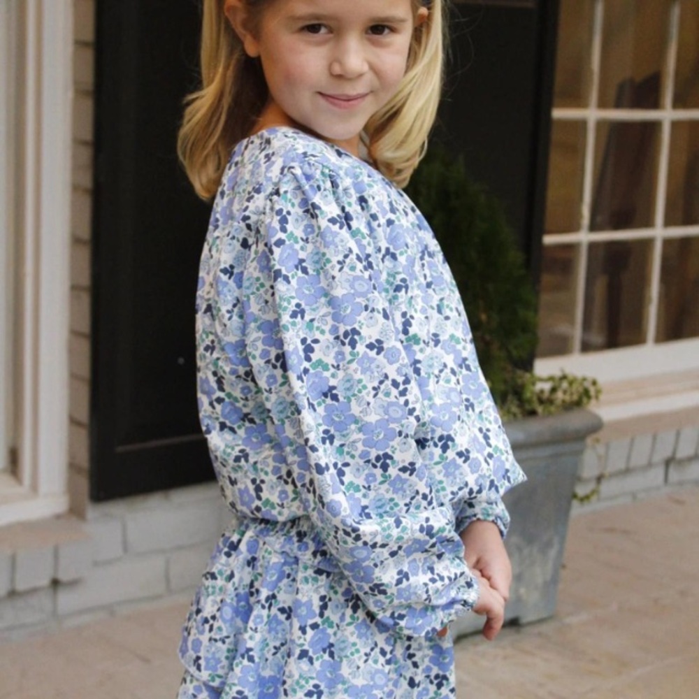 Pleat Floral Wren Long Sleeve Top